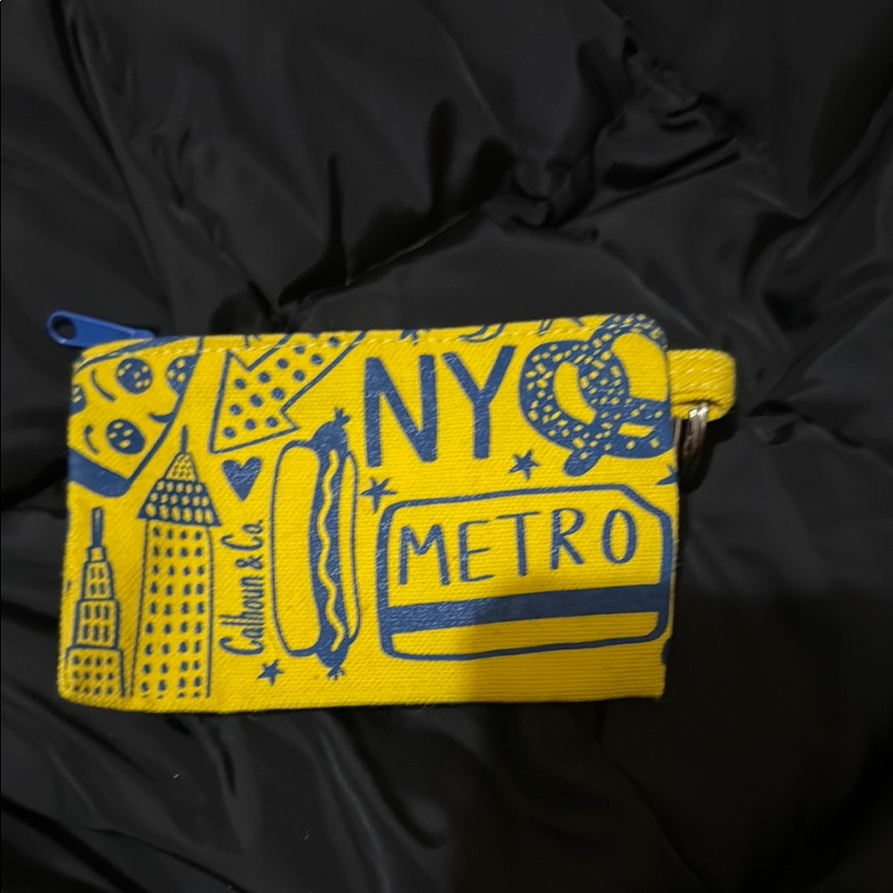 Calhoun & Co. Yellow and Blue NY Metro Pouch w/ keychain